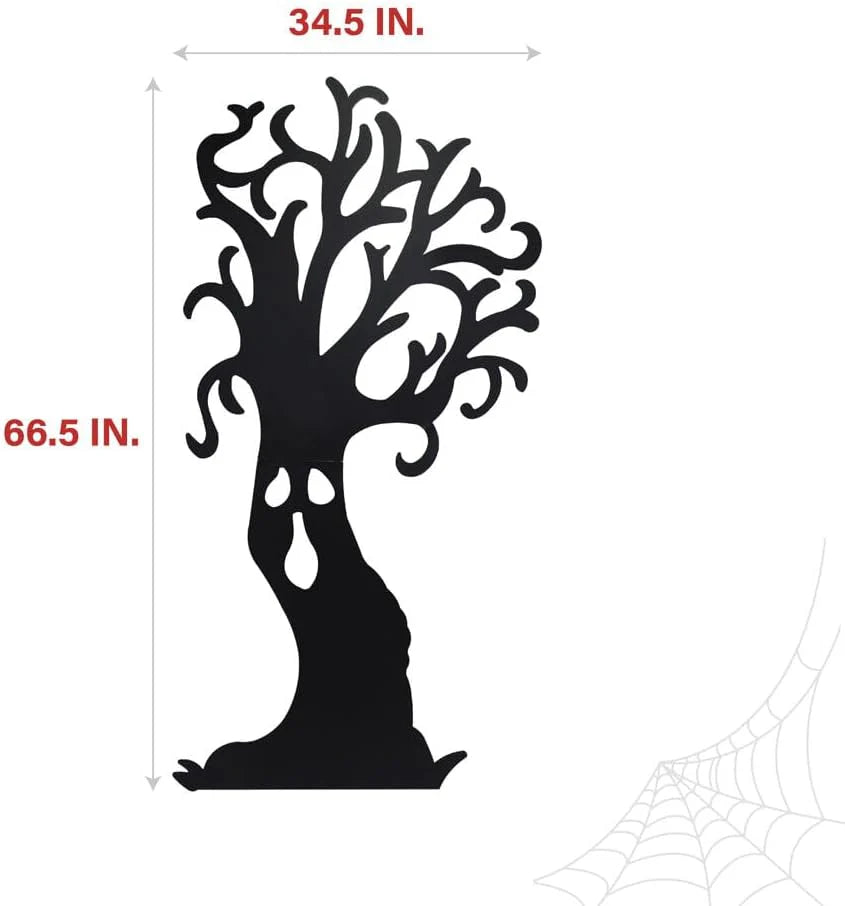 Haunted Hill Farm Black Iron Haunted Tree Silhouette, 0.8 x 34.5 x 66.5 inches - HHMTTREE066-0BLK