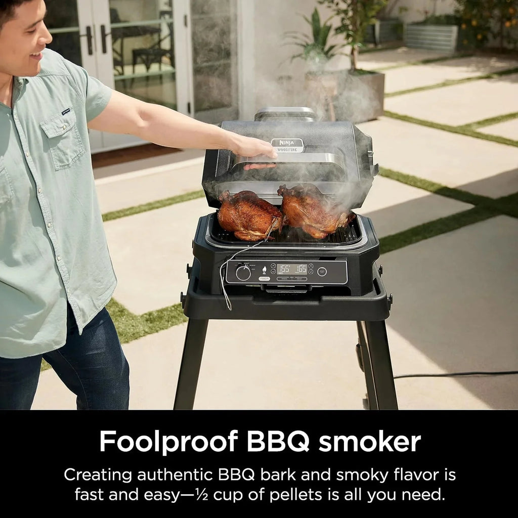 Ninja 7-in-1 Portable Electric Outdoor Grill And Smoker With Thermometer, Grey - OG751BRN