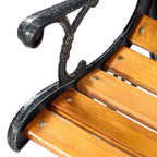 Garden Park Bench, Cast Iron And Kembat Wood, Black And Natural, 49.5in x 20.5in x 29in