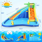 ROOJER Inflatable Water Slide Bounce House 8-in-1 With 450W Blower - Crocodile Water Park