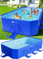 BrandStarOcean Foldable Non-Inflatable Pool, Blue, 115 in x 66 in x 20 in