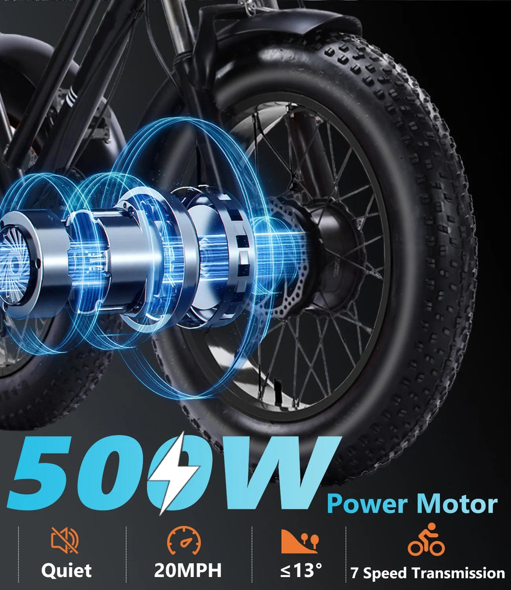 YEBEI Folding Electric Tricycle for Adults, 500W Motor, 48V15AH Lithium Battery, 20 x 4.0 in Fat Tires
