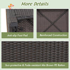 Costway Set Of 2 Patio Rattan Ottoman Footrests With Cushions, Mix Brown/Beige, 25 x 20 x 16 in