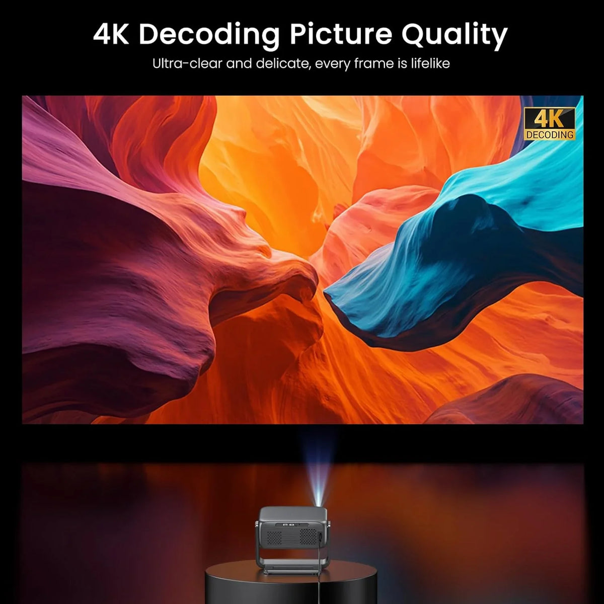 HAPPRUN Outdoor Smart Projector, 2000 ANSI Lumens, 1920 x 1080, 4K Decoding - Google TV