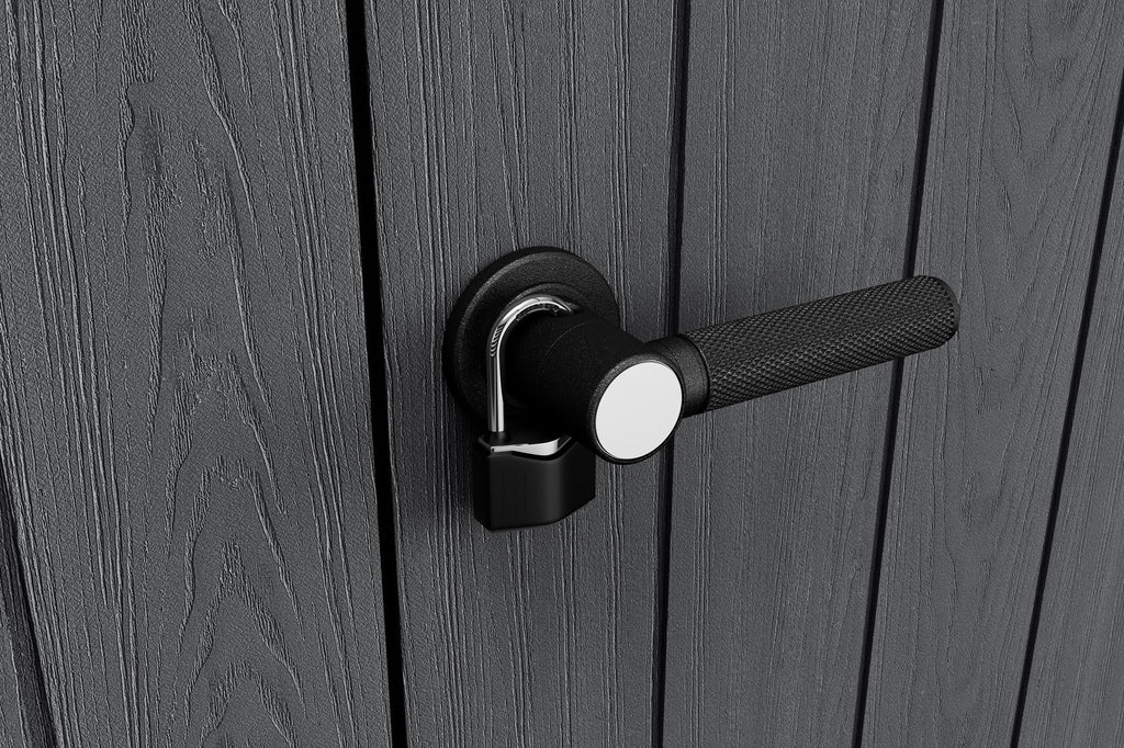 Keter Cortina Alto Outdoor Storage Shed, 62.05 cu. Ft., Graphite - Cortina Alto