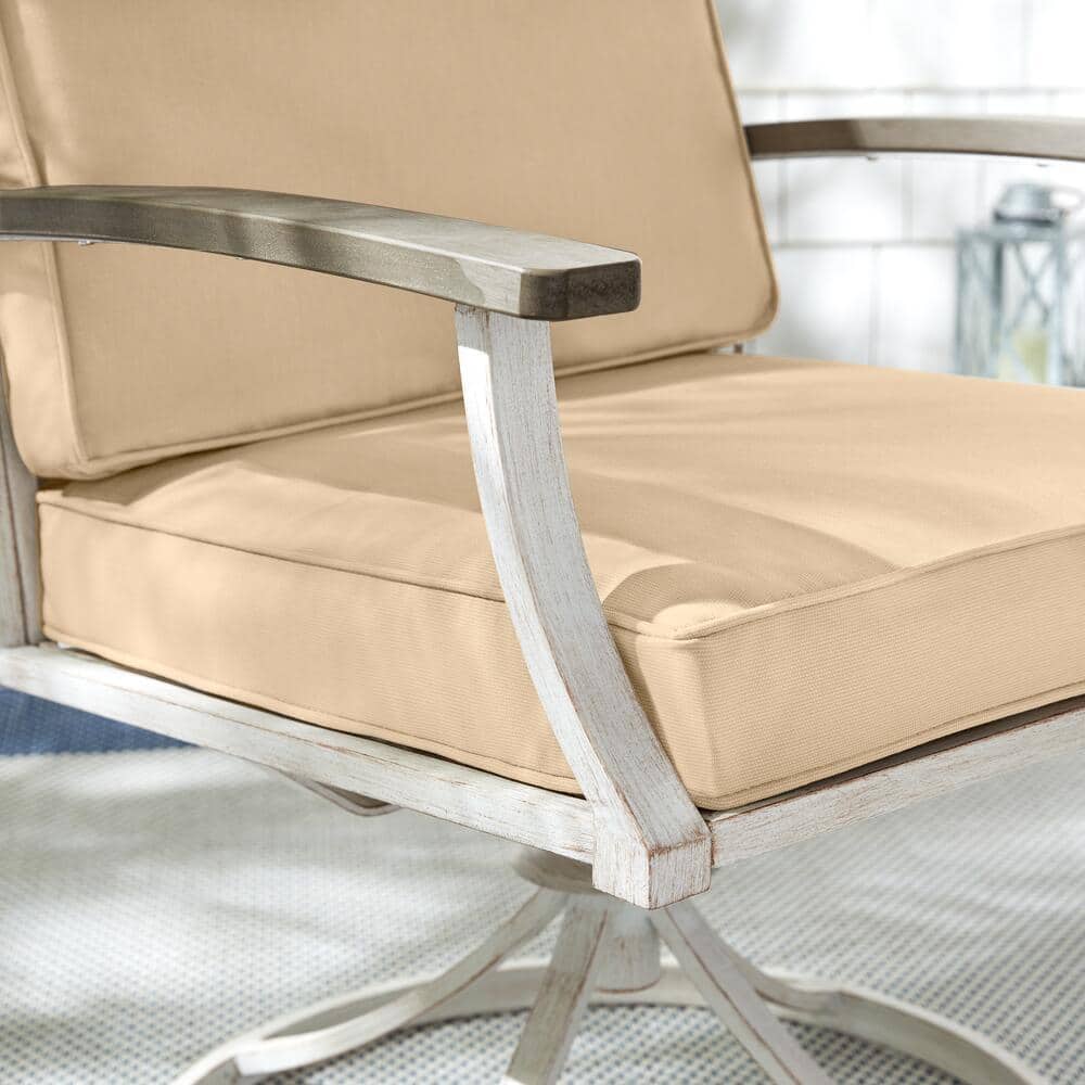 Hampton Bay Marina Point White Steel Outdoor Patio Swivel Lounge Chair With Surf Blue Cushions, 2-Pack - GC-41019-SSP