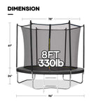 MARNUR Kids' Trampoline 8 ft With Enclosure Net, Ladder And Wind Stakes - 330 lbs Weight Capacity