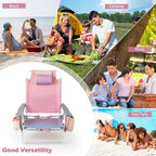 Costway Folding Backpack Beach Chairs 4-Pack, 5-Position Adjustable