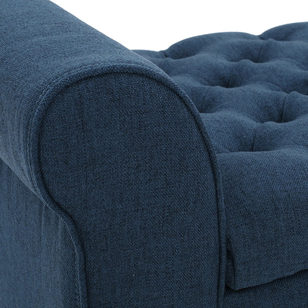 Noble House Amanda Dark Blue Fabric Armed Storage Bench