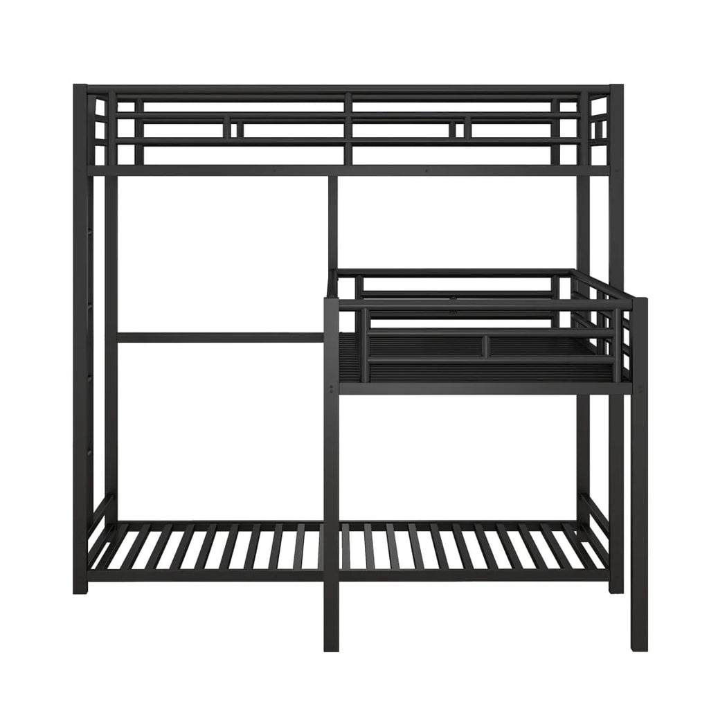 L-Shaped Metal Triple Twin Bunk Bed For 3, Black