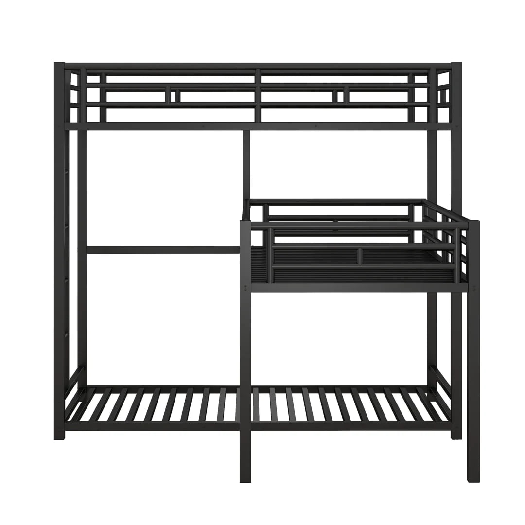 L-Shaped Metal Triple Twin Bunk Bed For 3, Black