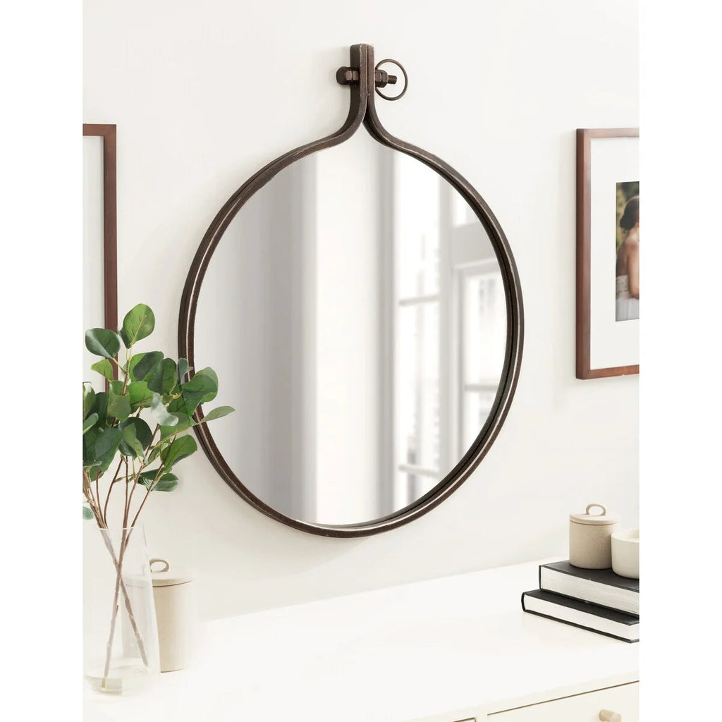 Modern Round Wall Mirror With Decorative Metal Frame