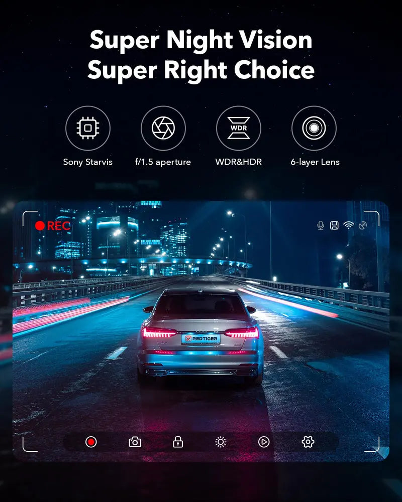 REDTIGER Front And Rear Dash Cam 4K/2.5K Full HD - F7NP