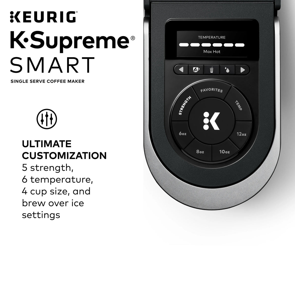 Keurig K-Supreme SMART Coffee Maker, 6-12 oz, Black - K-Supreme SMART