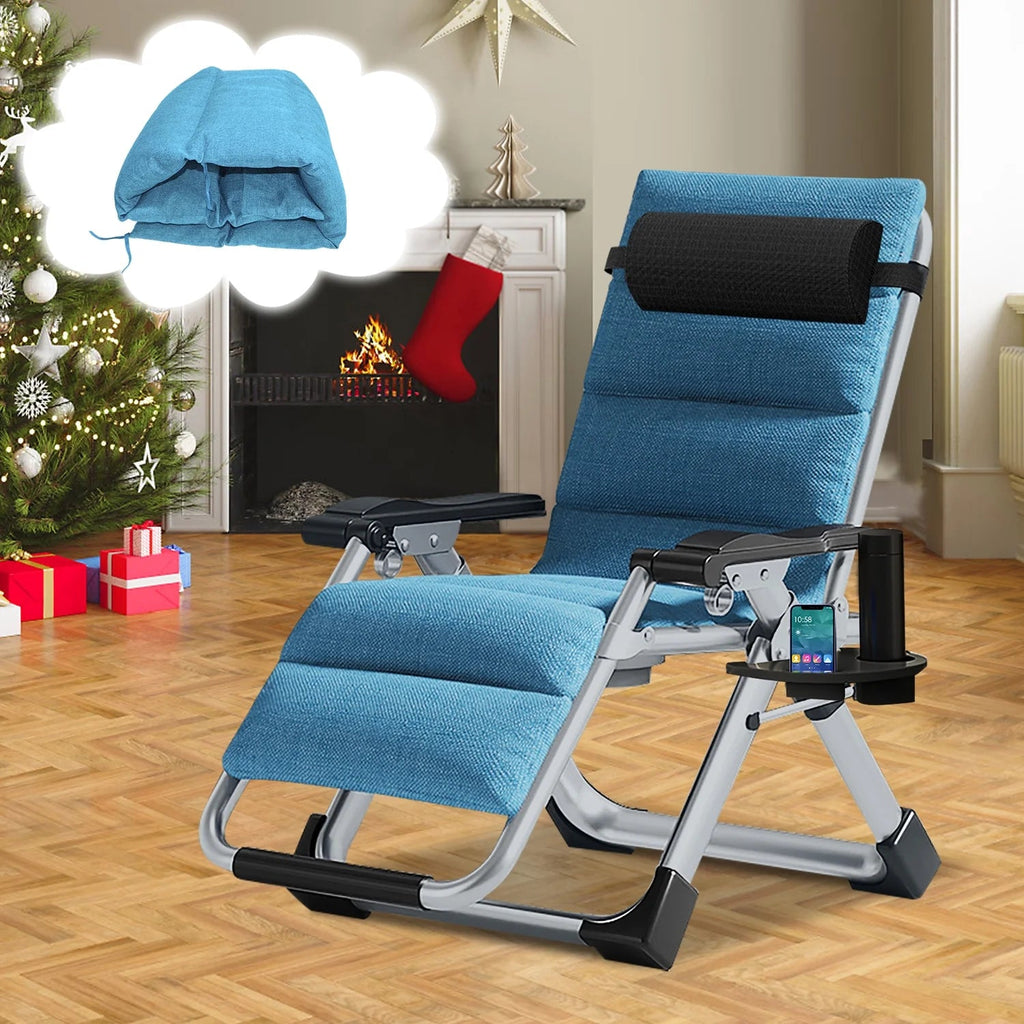 NAIZEA Zero Gravity Chair With Removable Cushion, Cup Holder, and Black Color