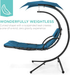 Best Choice Products Outdoor Hanging Steel Chaise Lounge Chair With Canopy, Charcoal Gray - SKY5871