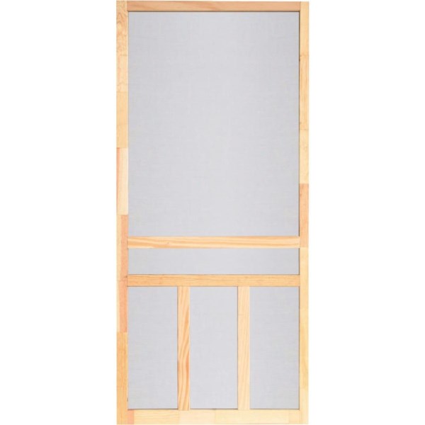Screen Tight Creekside Wood T-Bar Screen Door, Natural, 36 In. W x 80 In. H x 1 In. Thick