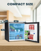 Upstreman 1.7 Cu Ft Single-Door Mini Fridge With Freezer, Black - FR17