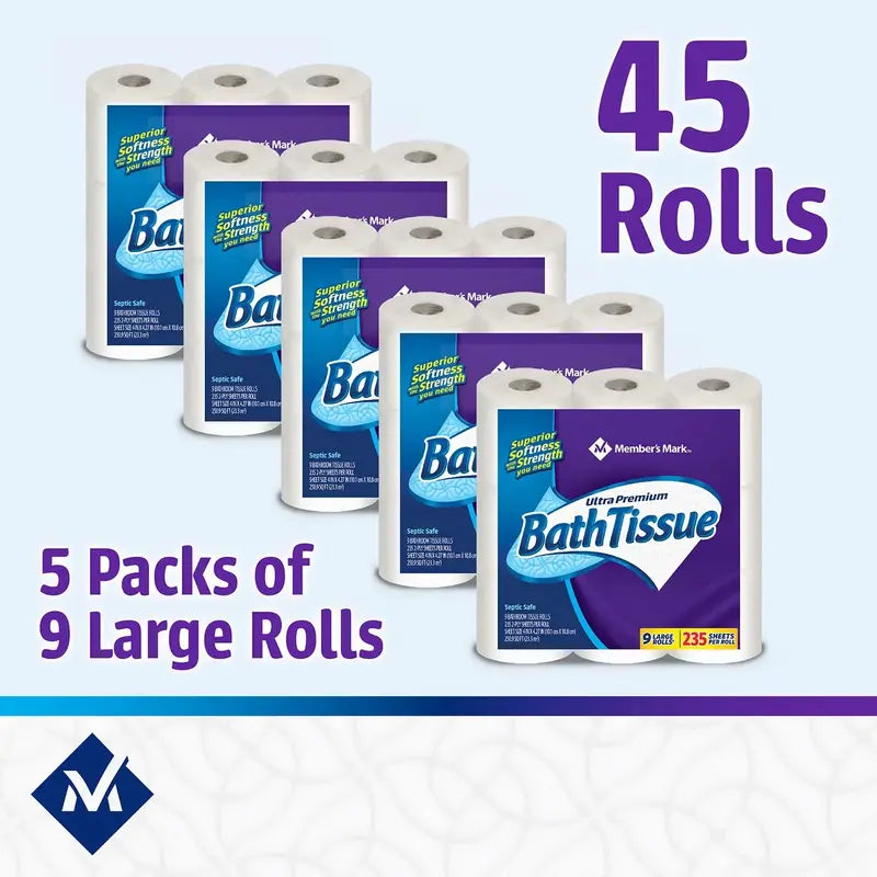 Member's Mark Ultra Premium 2-Ply Bath Tissue, 45 Rolls, 235 Sheets Per Roll