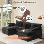 108 Inch U Shape Sectional Sofa With Removable Footstool