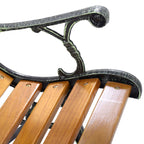 Cast Iron Outdoor Garden Bench, 49.5 x 20.5 x 29 in, Black + Natural