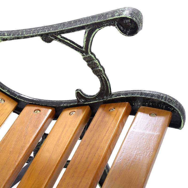 Cast Iron Outdoor Garden Bench, 49.5 x 20.5 x 29 in, Black + Natural