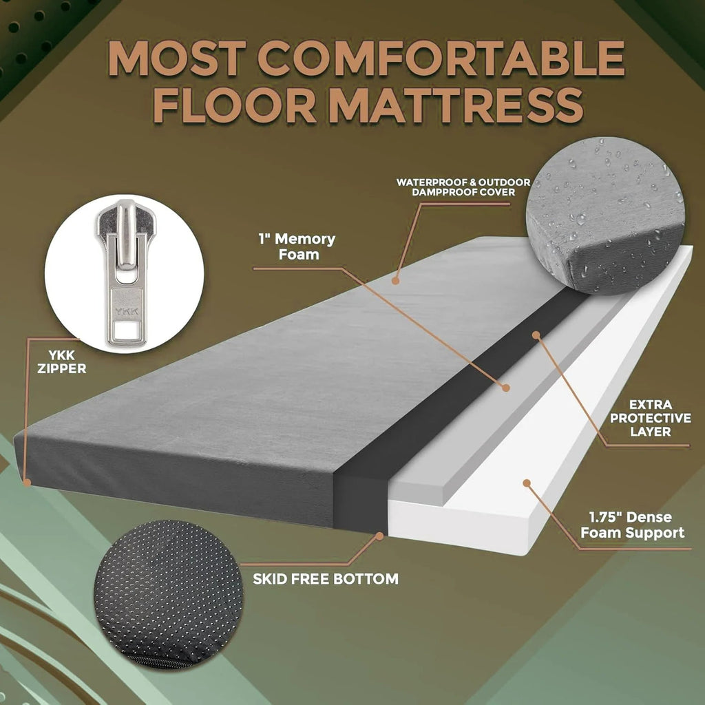 HAPPY DAY Camping Mattress Sleeping Pad, 2 Inch Thick, Size cot75302