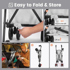 4-Wheel Foldable Cat And Dog Stroller With Storage Basket And 360 Degree Front Wheels - Gray