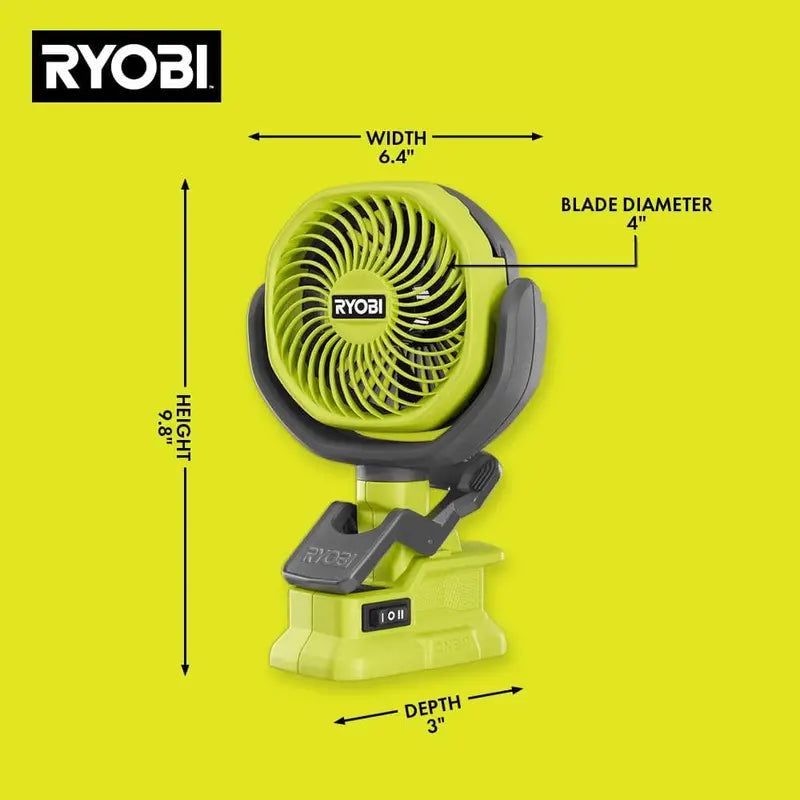 RYOBI ONE+ 18V Cordless 4 in. Clamp Fan - PCF02B