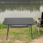 Miulika Folding Camping Table, Aluminum Alloy And PP, 103cm x 55cm, Adjustable Height 45cm-67cm - Black