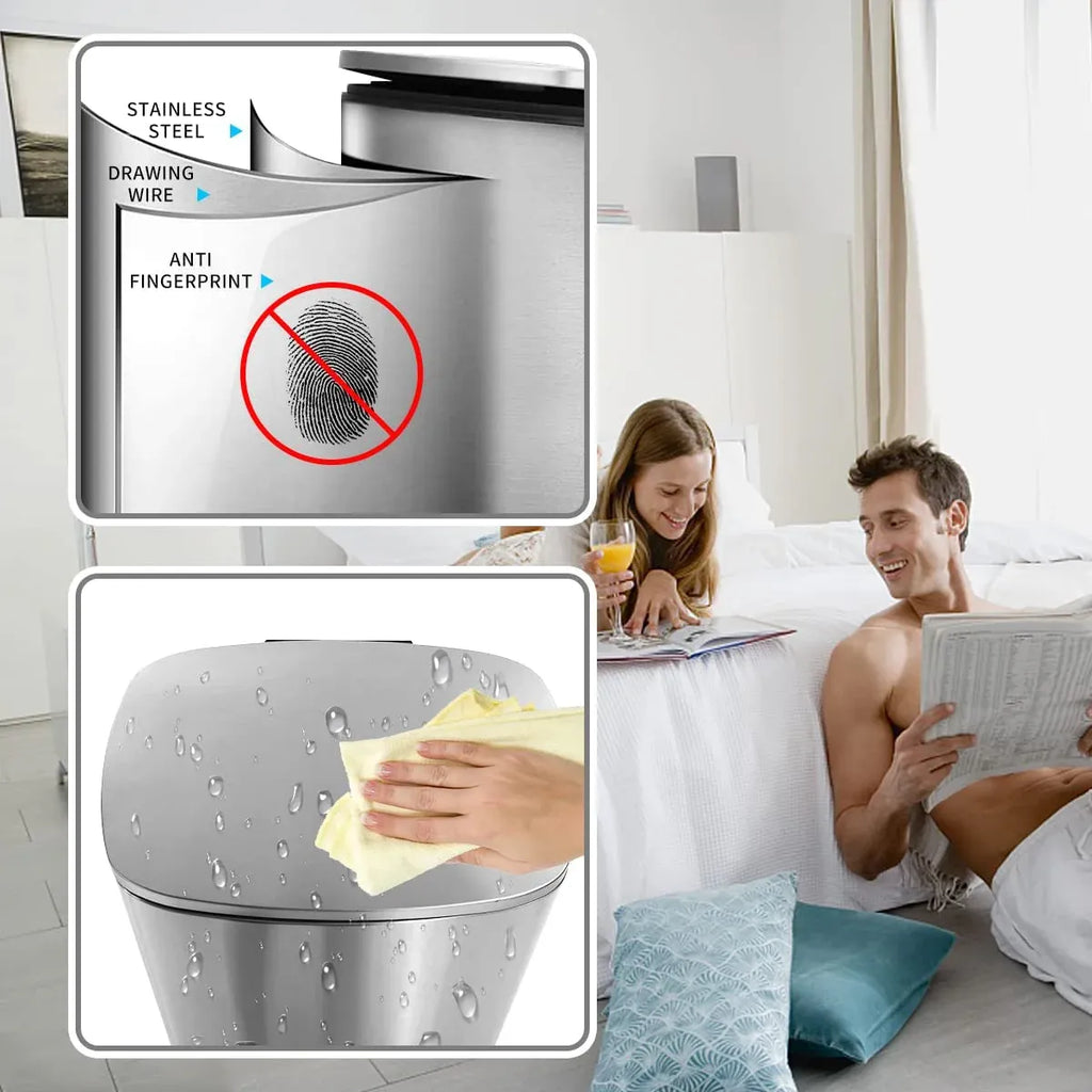 Bigacc 13 Gallon 50 Liter Automatic Stainless Steel Kitchen Trash Can - Automatic-Silver