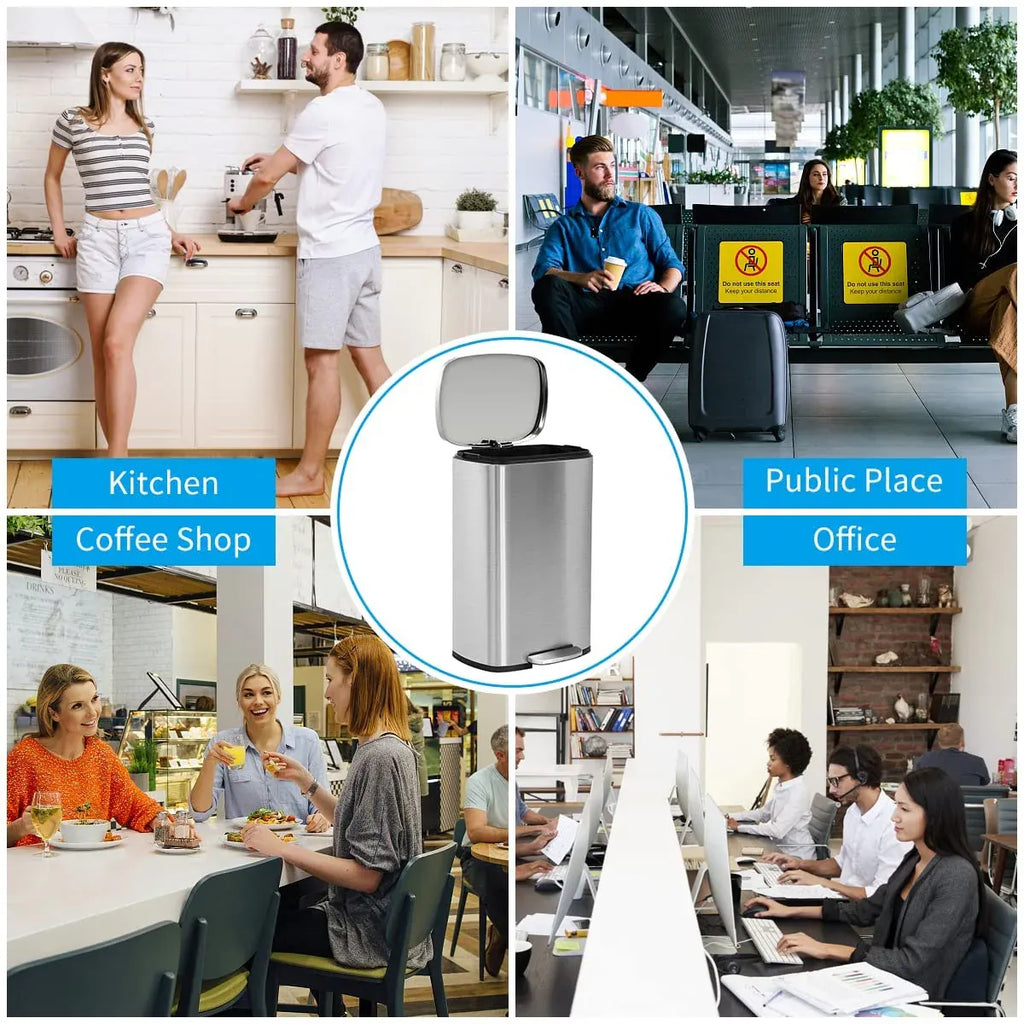 Bigacc 13 Gallon 50 Liter Automatic Stainless Steel Kitchen Trash Can - Automatic-Silver