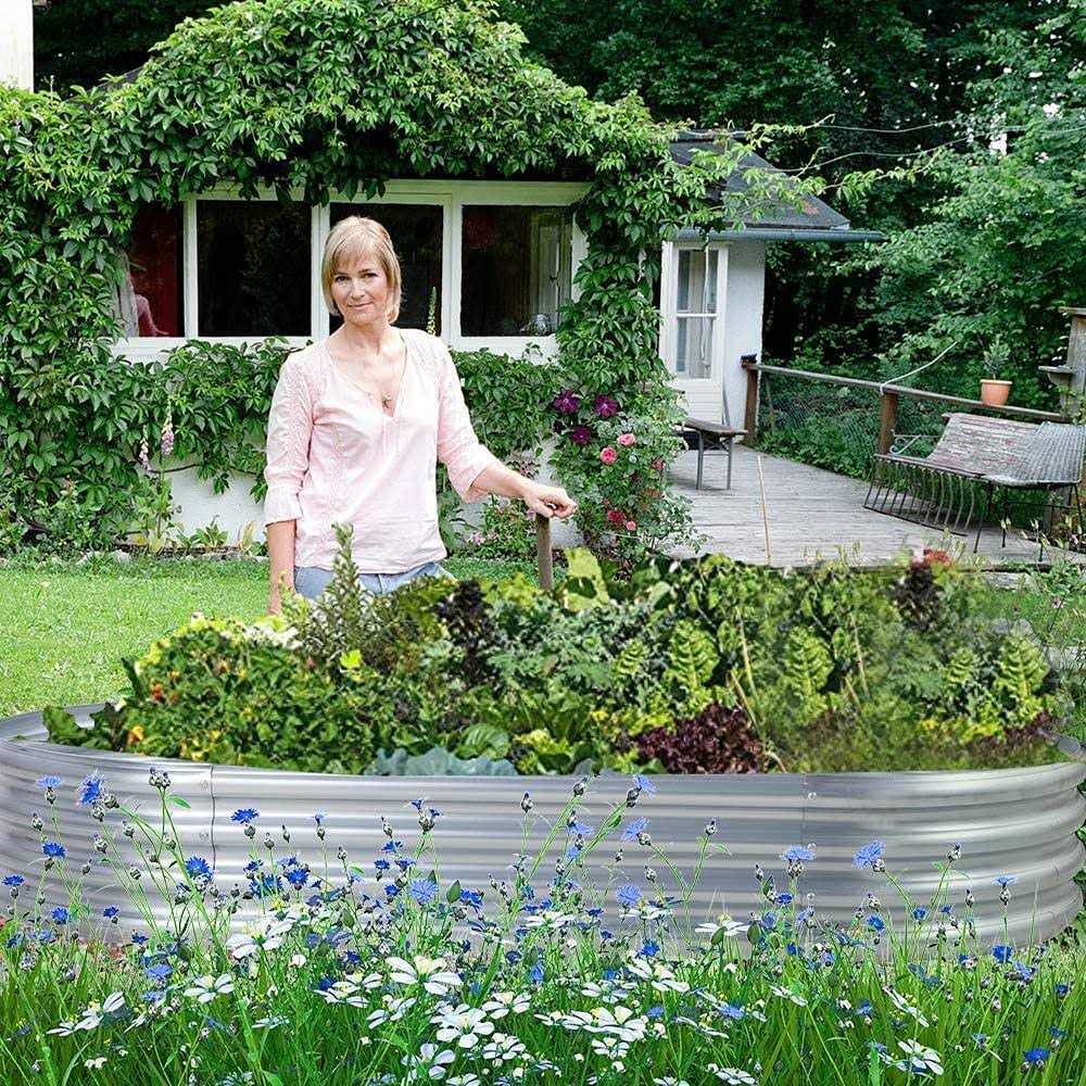 Land Guard Galvanized Raised Garden Bed Kit 4x2x1ft - 1-Silver