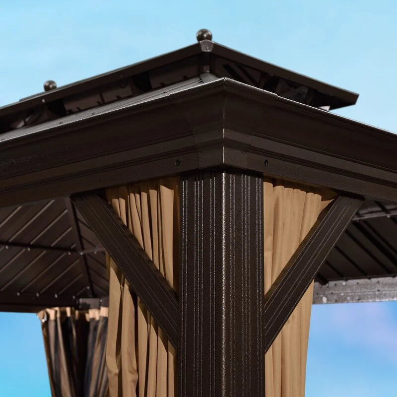 Aluminum Patio Gazebo 16 Ft. W x 12 Ft. D - Dark Brown