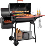 Royal Gourmet Charcoal Grill With Offset Smoker, 30-Inch, 811 Sq. In. - CC1830W