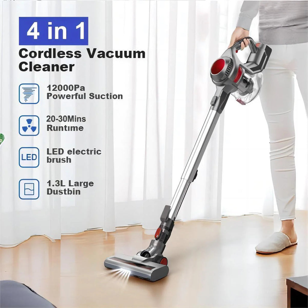 MOOSOO 4-in-1 Cordless Stick Vacuum Cleaner, 1.3L, 120W - XL-618A