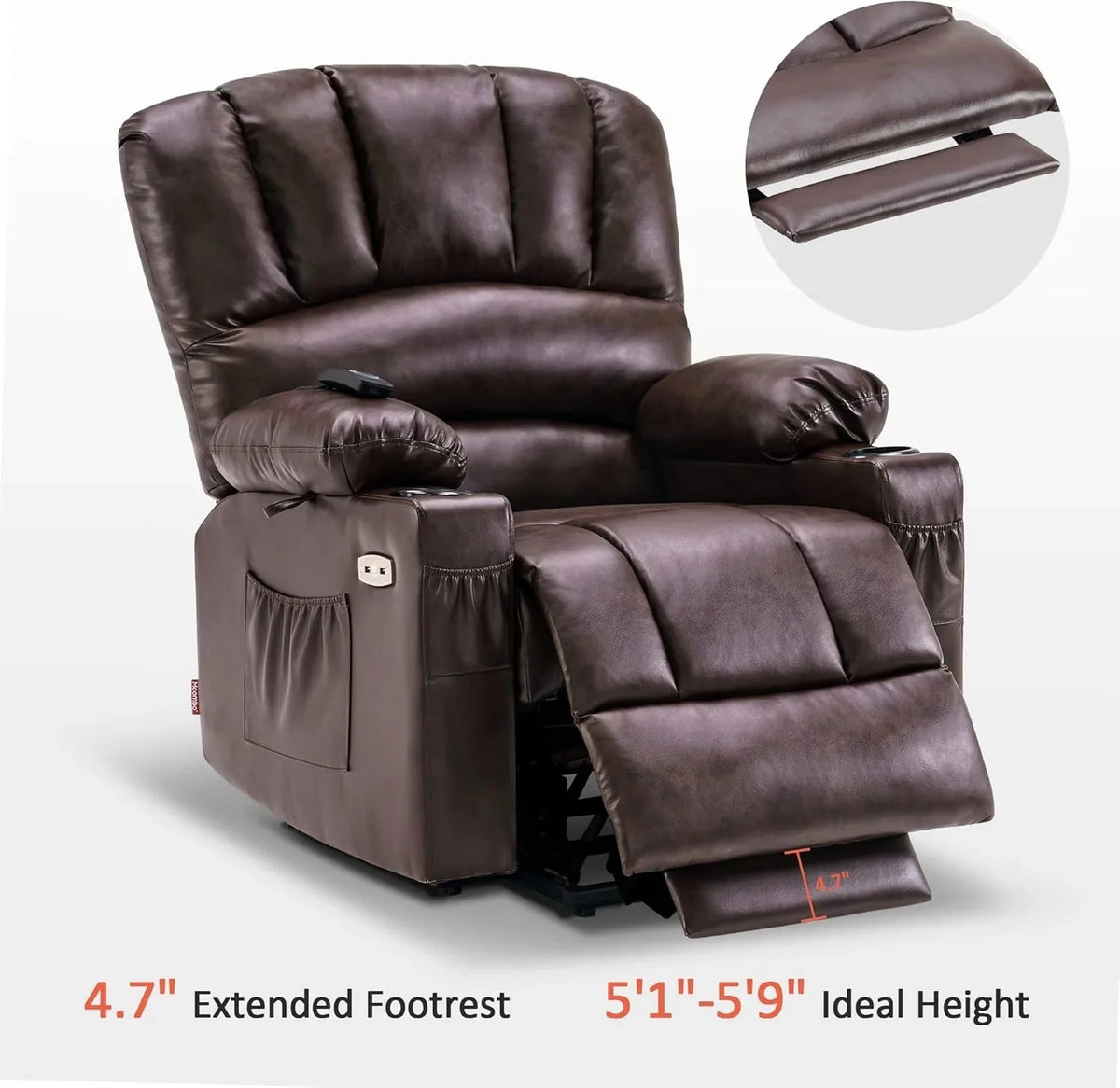 Heated Lift Recliner for Seniors with USB and Cup Holders