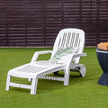 Folding Plastic Outdoor Chaise Lounge Chair With Wheels, 6-Position, 65.5 x 29 x 16.5-37 in, 330 lbs