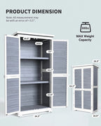 Lofka Outdoor Storage Cabinet With 2 Lockable Doors And 2 Adjustable Shelves, 34.3 x 18.3 x 63.2 in