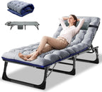 Slsy 5-Position Adjustable Folding Lounge Chair And Cot - 75.2" x 25.6" x 11.8"