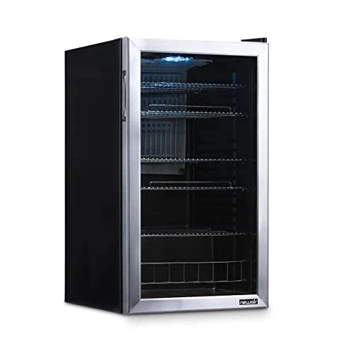 NewAir Beverage Refrigerator Cooler, 126 Cans, Stainless Steel, Right Hinge Glass Door - AB-1200