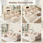 108 Inch U Shape Sectional Sofa With Removable Footstool