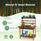 DORTALA Kids Potting Bench Mud Kitchen, Fir Wood, 4 Pots, 28 x 16 x 36 in