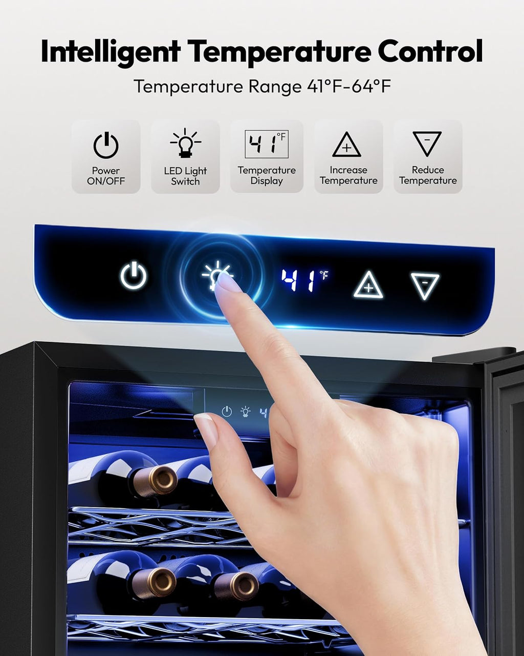 EUHOMY 25 Bottle Compressor Wine Cooler Refrigerator, Black, 18.7in D x 17.5in W x 31.3in H