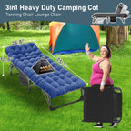 Slsy 5-Position Adjustable Folding Lounge Chair And Cot - 75.2" x 25.6" x 11.8"