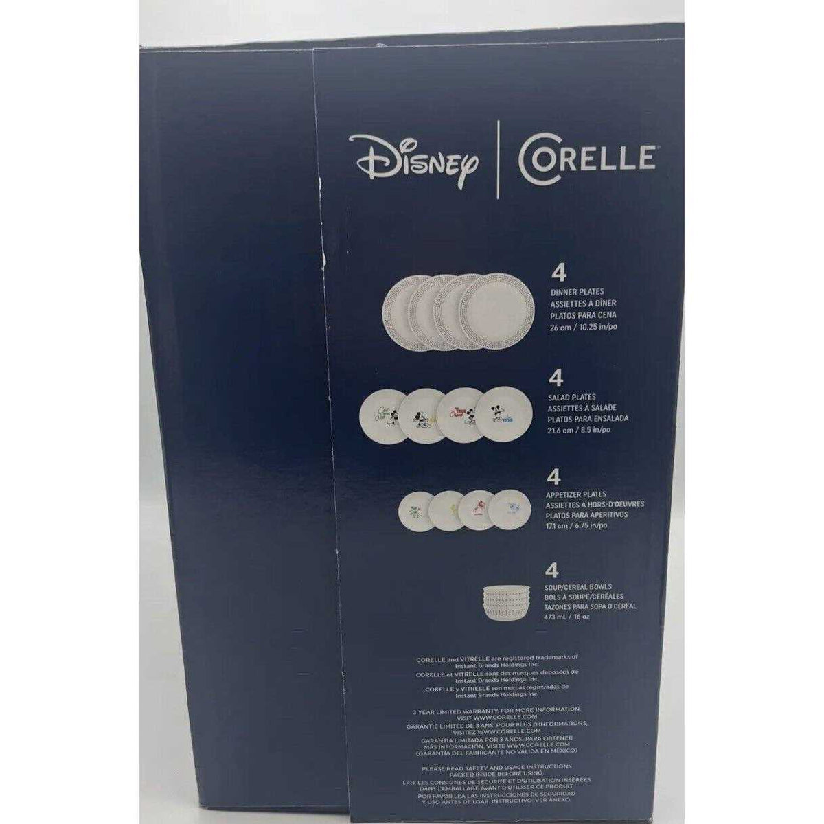 Corelle Vitrelle 16-Piece Mickey Mouse Dinnerware Set - Triple Layer Glass