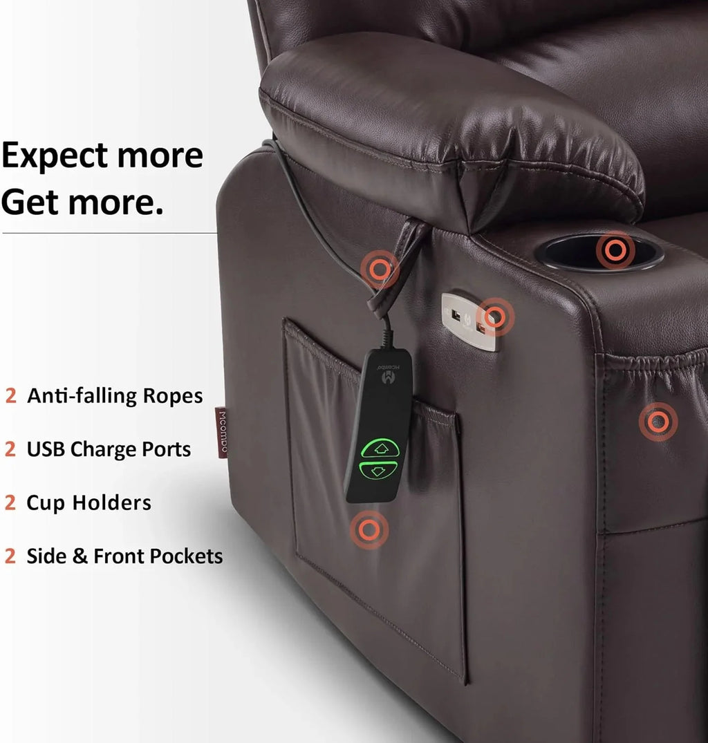 Heated Lift Recliner for Seniors with USB and Cup Holders