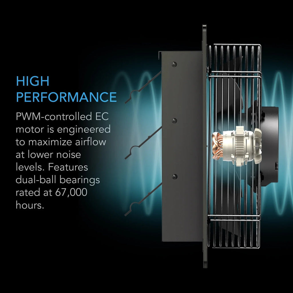 AC Infinity AIRLIFT T10 10-inch Shutter Exhaust Fan With WiFi App-Compatible Temperature Humidity Controller