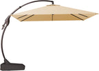 Grand Patio 10x10 ft Deluxe Aluminium Offset Umbrella With Base, Champagne - Napoli
