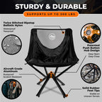 CLIQ Portable Folding Camping Chair, 300 Lbs, Black - CC01